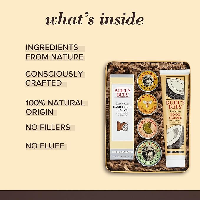 Burt's Bees Back to School Gifts Ideas, 6 Dorm Body Care College Dorm Products, Classics Set -Original Beeswax Lip Balm, Cuticle Cream, Hand Salve, Res-Q Ointment, Hand Repair Cream & Foot Cream-Velvo Beauty