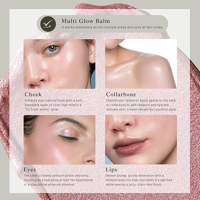 Multi Glow Balm, Cream Blush for Cheeks, Blush Balm Face Makeup, Radiant Finish, Hydrating, Creamy, Lightweight & Blendable Color, Face Makeup, 0.63 Oz-Velvo Beauty