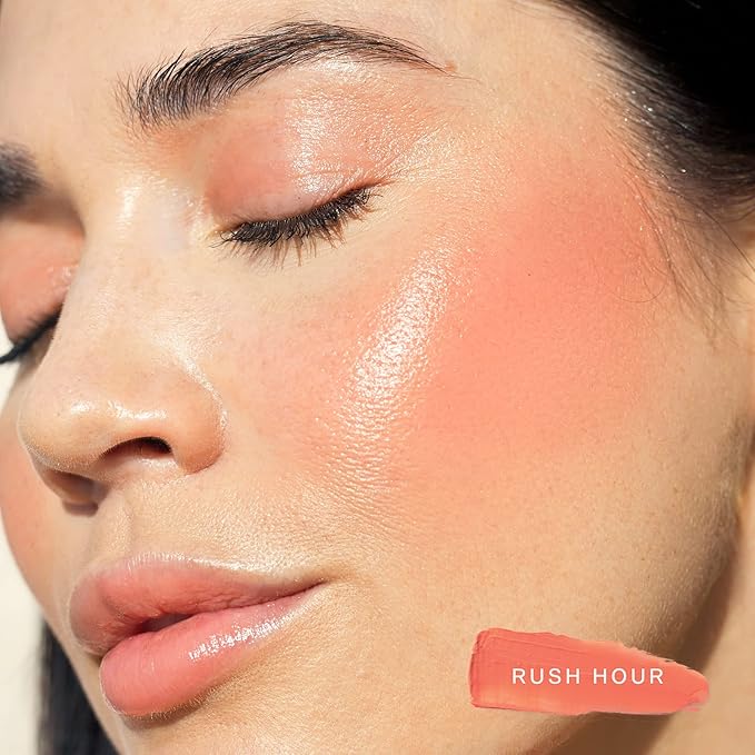 Tower 28 Beauty BeachPlease Cream Blush for Cheeks and Lips - Multi-Purpose Lip and Cheek Tint in Sun-Kissed Peach Blush - for Sensitive Skin – Color RUSH HOUR, Luminous Finish-Velvo Beauty