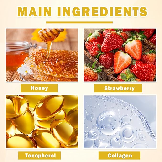 CAHIUYOA 4PCS Bee Lip Balm Honey Pot Honey & Strawberry Lip Balm Lip Mask Moisturizing Hydrating Honey Pot Lip Balm with Stick Prevention Dry & Cracked Lip Scrubs Exfoliator-Velvo Beauty