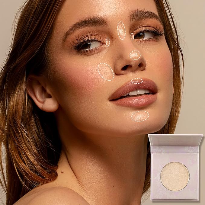 Face Highlighter Makeup Palette, Shimmer Glitter Diamond Sparkly Highlighters Makeup Palette Powder for Face Body Cheek Skin 03# Champagne Gold-Velvo Beauty