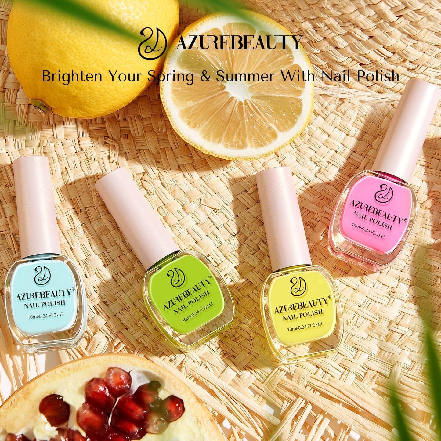AZUREBEAUTY Nail Polish Set, 4 Colors Pastel Lime Green Yellow Pink Quick Dry Natural Nail Lacquer Strengthening Treatment Kit DIY Salon at Home-Velvo Beauty