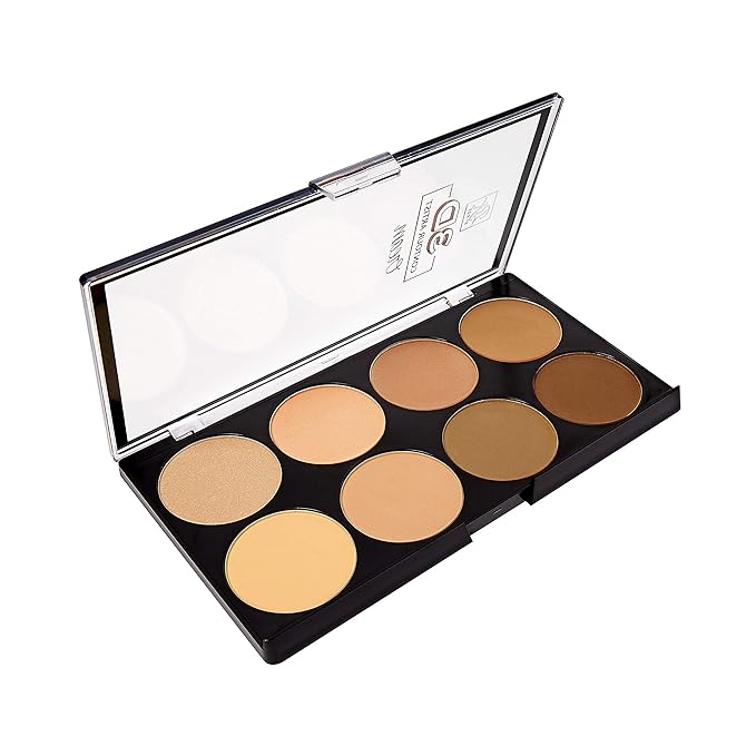 Ruby Kisses 3D Powder Contour Palette Medium Dark Define your cheekbones, perfect your nose, and sculpt your jawline-Velvo Beauty