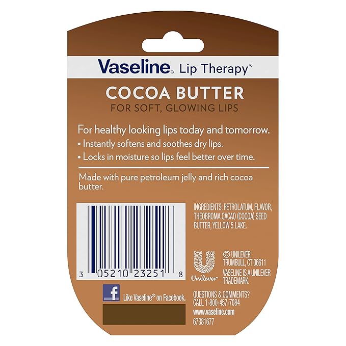 Vaseline Lip Therapy Bundle - Creme Brulee, Rosy Lips & Cocoa Butter, 0.25 Ounce (Pack of 3)-Velvo Beauty