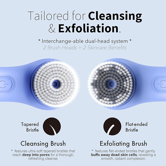 NågraCoola Electric Facial Cleansing Brush – Rechargeable Waterproof Face Scrubber for Women & Men, 2 Brush Heads for Deep Pore Cleansing & Gentle Exfoliation, 3 Speeds, Auto-Timer-Velvo Beauty
