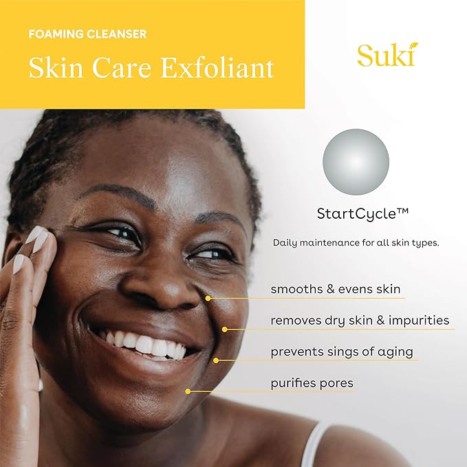 Face Scrub Exfoliating Face Wash | Suki Skincare Exfoliate Foaming Cleanser, Gentle Daily Scrub with Colloidal Oat & Raw Sugar, Natural Deep Pore Cleaner & Microdermabrasion Facial Exfoliator 3.38 oz-Velvo Beauty