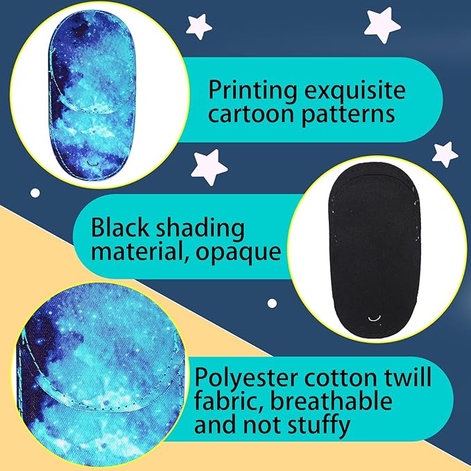 Newcotte 12 Pcs Eye Patch for Kids Girls Boys Reusable Eye Patch for Glasses over the Lens Colorful Eye Patch Toddler Eye Patch Adorable Kids Eye Patches Assorted Eye Patch Cover (Starry Sky)-Velvo Beauty