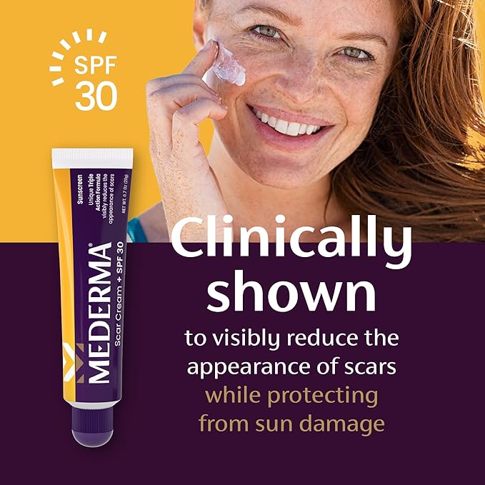 Mederma Scar Cream Plus SPF 30 - Advanced Scar Treatment, Protects from Sun Damage, Reduces Appearance of Scars from Acne, Burns, Surgery & Injury, 0.7 oz-Velvo Beauty
