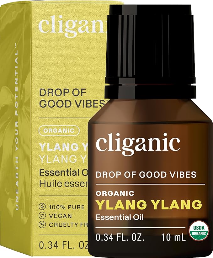 Cliganic Organic Ylang Ylang Essential Oil, 100% Pure Natural for Aromatherapy | Non-GMO Verified (Packaging May Vary)-Velvo Beauty