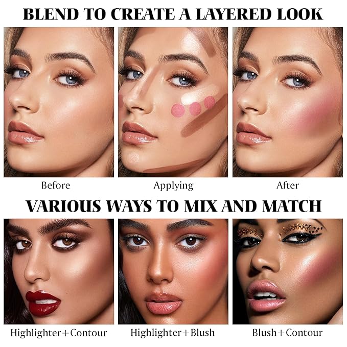 3Pcs Cream Contour Stick Makeup Kit - Cream Blush Stick Highlighter Stick Contour Bronzer Stick for Cheeks, Waterproof Long Lasting Blendable, Contour Stick Trio for Face Makeup (#02, 05, 06)-Velvo Beauty