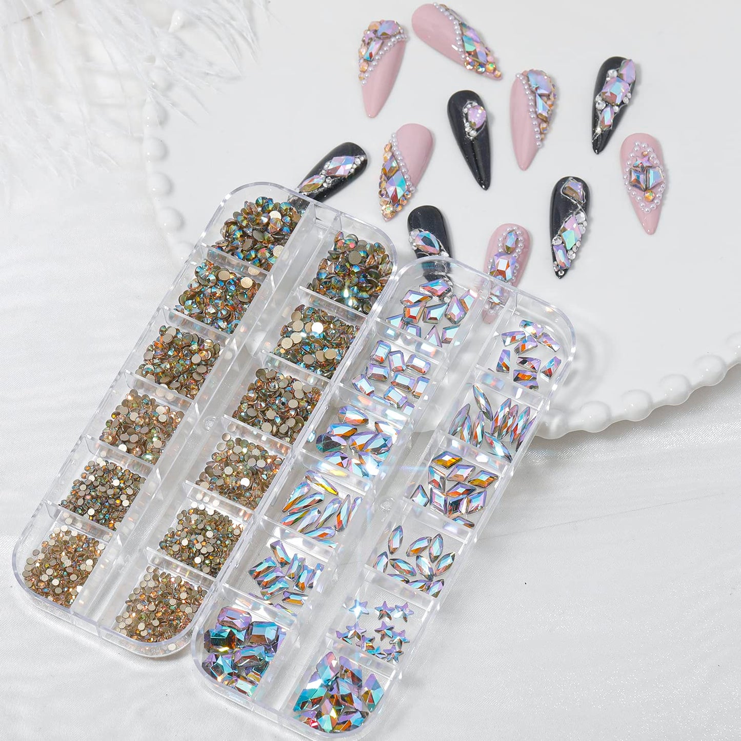 HNUIX Nail Rhinestones - 3D Multi Shape Size Crystal, Phantom Purple Nail Gems, Flat Back, with Kit, for Nail Art, DIY Decorations-Velvo Beauty