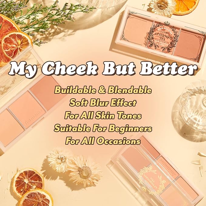 I'm Meme Palette - Afternoon Tea Blusher | Milk Tea Time, Blush for Cheek, Natural & Neutral, Buildable & Blendable, 3 Shades Palette, Matte Powder Blush for Face & Cheeks, For All Skin Tones, 0.42 oz-Velvo Beauty
