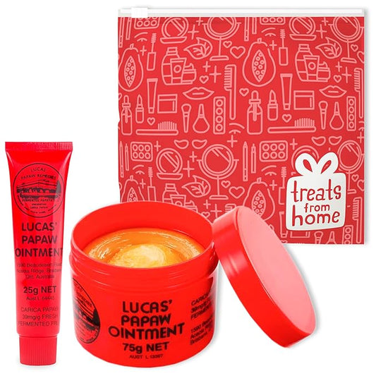 Lucas Pawpaw Lip Ointment, Lucas Pawpaw Cream, Lucas Pawpaw Ointment for Lips & Dry Skin - Unique All Skin Types, All Gender- Any Season Gift Pack with 75g and 15gr Pawpaw Balm-Velvo Beauty