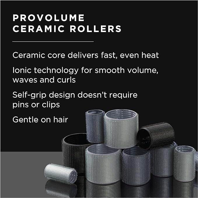 Fromm ProVolume 1.5" Self-Grip Ceramic Ionic Thermal Hair Rollers, 3 Count Salon Quality Hair Curlers for Short, Medium and Long Hair-Velvo Beauty
