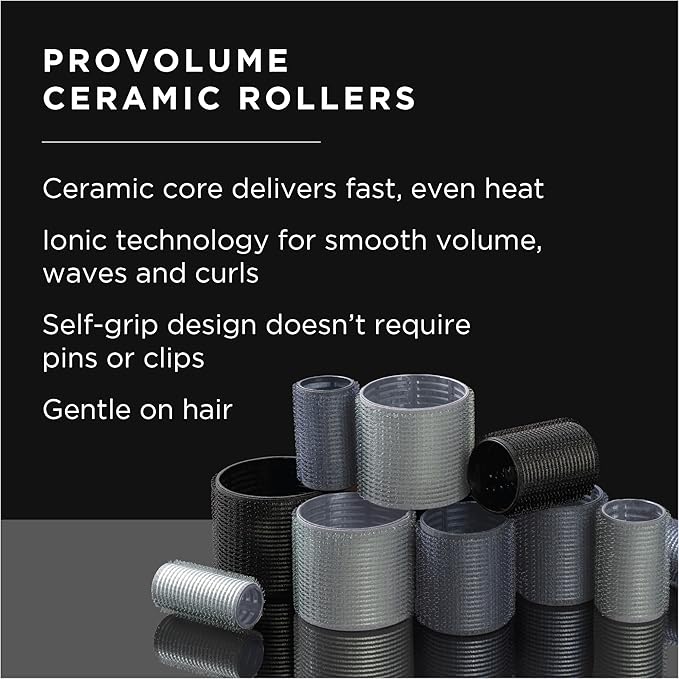 Fromm ProVolume 3" Self-Grip Ceramic Ionic Thermal Hair Rollers, 2 Count Large Salon Quality Hair Curlers for Medium and Long Hair, Blowouts, Curtain Bangs-Velvo Beauty