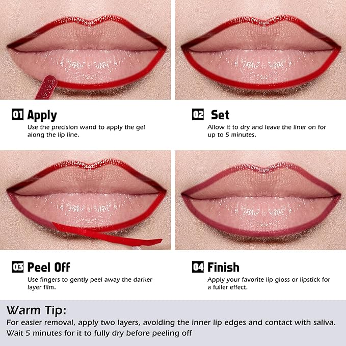 KIMUSE Peel Off Lip Liner Stain, Long Lasting Lip Tint Stain, Waterproof, Transfer-Proof, Highly Pigmented Color Lip Stain Liner, Matte Finish-Velvo Beauty