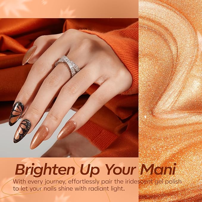 modelones Chameleon Gel Nail Polish Set, 6 Colors Fall Gel Polish Kit Glitter Shimmer Brown Orange Yellow Soak Off LED Nail Lamp Home Gift DIY Salon For Women Girl-Velvo Beauty