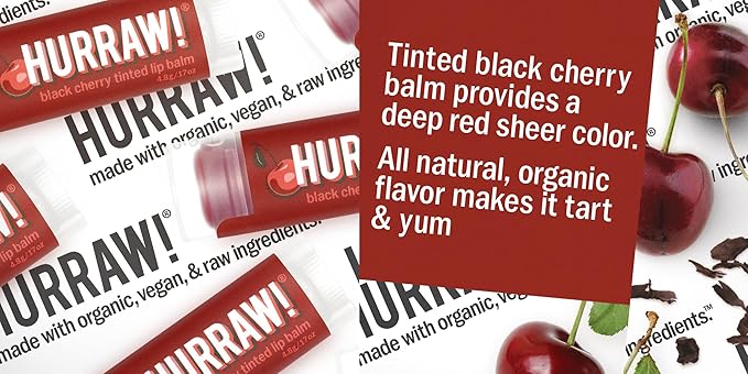 Hurraw! Grapefruit, Mint, Black Cherry Tinted Lip Balms, 3 Pack Bundle: Organic, Certified Vegan, Cruelty and Gluten Free. Non-GMO, 100% Natural. Bee, Shea, Soy & Palm Free. Made in USA-Velvo Beauty