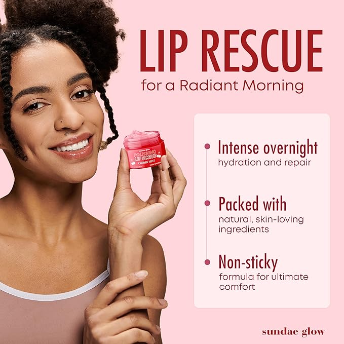 Apple, Pear, Cherry & Mint Lip Mask and Scrub - Dermatologist Tested, Hydrating & Exfoliating, Korean Skin Care, Nourishes, Softens & Brightens Lips - Vegan & Natural - 1 Pack-Velvo Beauty