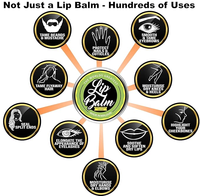 Lip Balm - Lemon Sherbet Flavoured Natural & Organic Lip Moisturizer Balm | Made with Shea Butter Beeswax Jojoba oil & Hemp Seed Oil, The Beard & the Wonderful Lip Balms for Dry & Cracked Lips | 15mL-Velvo Beauty
