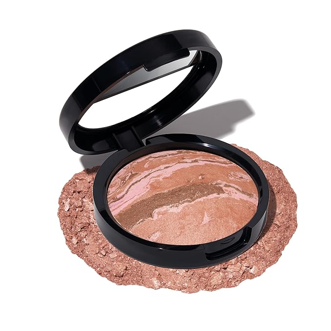 LAURA GELLER NEW YORK Baked Blush-n-Bronze Marbleized 2-in-1 Sculpting Bronzer Blush - Ginger Bronze - Contour Face with a Radiant Flush-Velvo Beauty