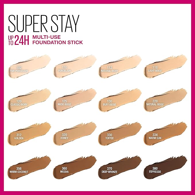 Maybelline New York Super Stay Foundation Stick for Normal To Oily Skin, Deep Bronze, 0.25 Ounce-Velvo Beauty