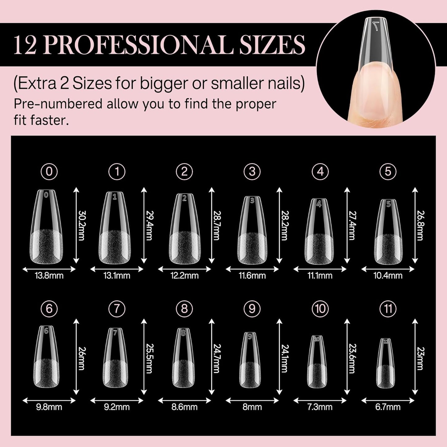 Long Coffin Nails Tips Half Matte 504pcs Long Coffin Nails Full Cover False Fake Press On Nails Easily DIY Art Salon Nail Extensions, 12 Sizes Luckyfairy-Velvo Beauty