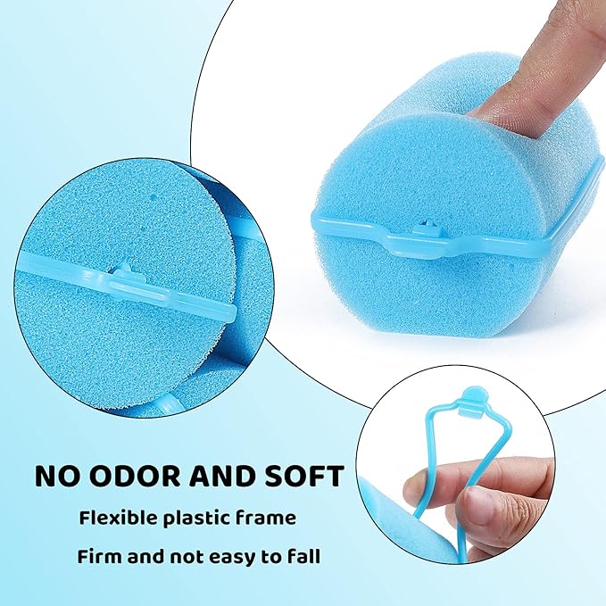 Jumbo Foam Sponge Hair Roller Soft Sleeping rollers Curvy Wavy Hairstyle Curling Hair Styling Tools 24 Pieces Use For Long Hair Short Hair Ladies And Children 2"X2.75"(blue)-Velvo Beauty