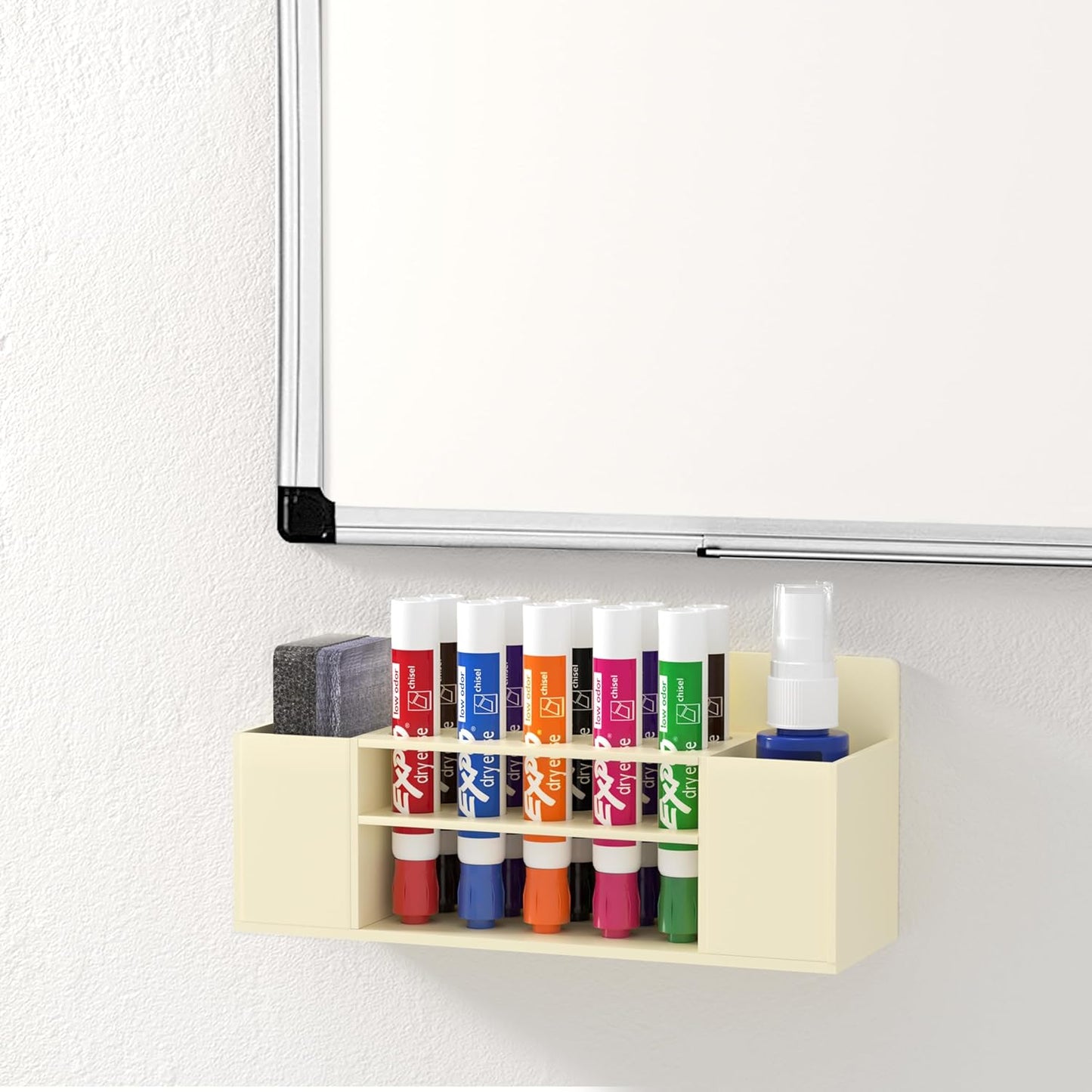 HBlife Acrylic Magnetic Dry Erase Marker Holder for Whiteboard, Wall Mount 10 Slots Magnet Pen Pencil Holder for Fridge Refrigerator, Locker Organizer Accessories for School Classroom Office, Beige-Velvo Beauty