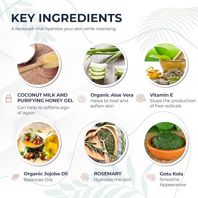 Hydrating Face Cleanser - Coconut Milk & Honey 4oz | Nourishing Daily Cleanser for All Skin Types — Gentle Non-Drying Formula, Fragrance-Free with Jojoba Oil & Aloe, Ideal for Sensitive Skin-Velvo Beauty