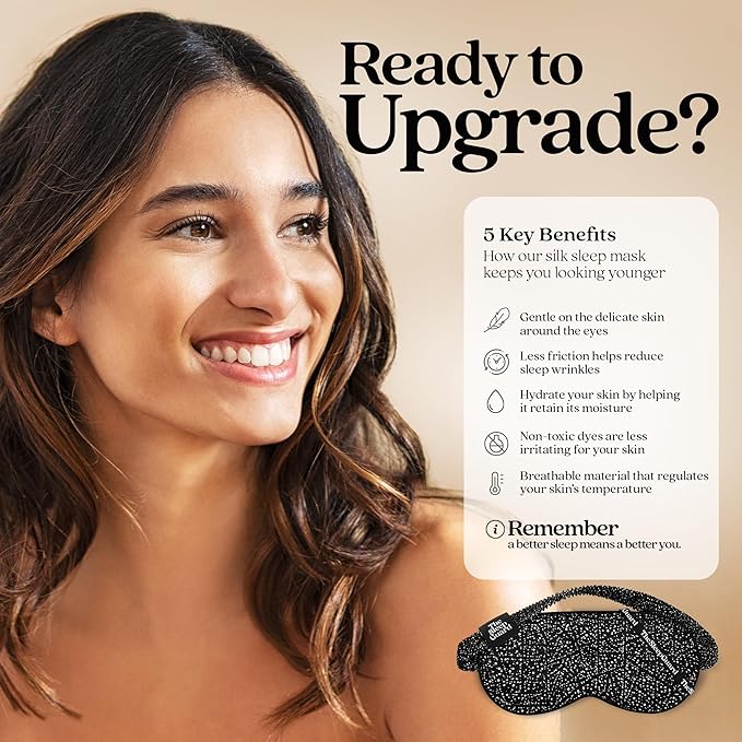 Pure Silk Sleep Mask [100% 6A Mulberry Silk, 22 Momme] Light Blocking Travel Essentials. Eye Masks for Sleeping. Black Oeko-Tex Blindfold. Eye Covers for Men & Women-Velvo Beauty