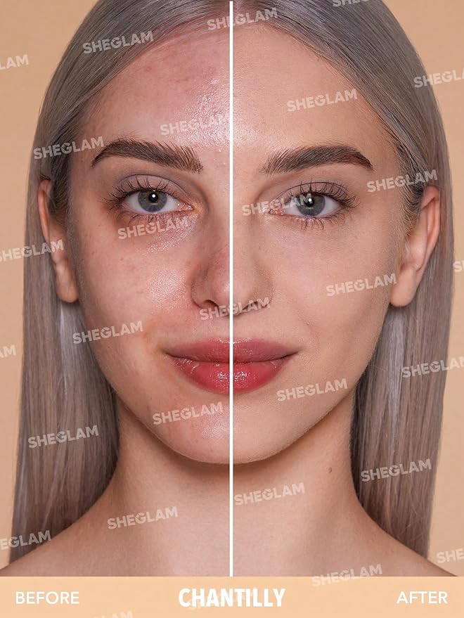 SHEGLAM SKin-Focus Full Coverage Powder Foundation Oil-Control Lightweight Face Pressed Powder Makeup-Buttercream-Velvo Beauty