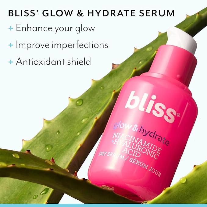 Bliss Glow & Hydrate Serum - Niacinamide + Hyaluronic Acid Serum - 1 Fl Oz - Improves Dullness, Hydrates, Replenishes & Defends Skin - Lightweight Hydration - Clean - Vegan & Cruelty Free-Velvo Beauty