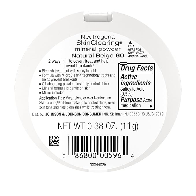 Neutrogena SkinClearing Mineral Acne-Concealing Pressed Powder Compact, Shine-Free & Oil-Absorbing Makeup with Salicylic Acid to Cover, Treat & Prevent Breakouts, Natural Beige 60,.38 oz (Pack of 2)-Velvo Beauty