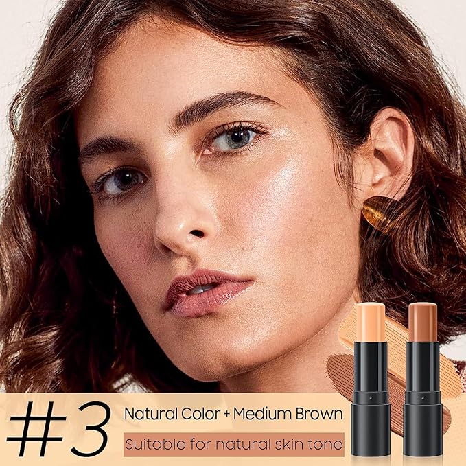 2023 Upgrade Contour Stick, 2 Colors Double-end Contour Highlighter Stick Contour Stick Face Highlighter Contour Makeup Contouring Sticks Cream Concealer (Natural, Netural Coffee)-Velvo Beauty