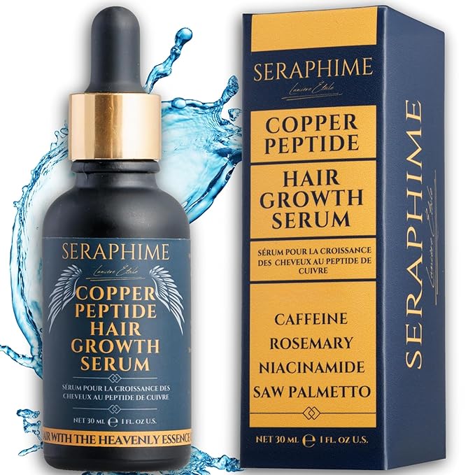 Copper Peptide Serum for Hair Growth - Caffeine, Niacinamide, Rosemary Oil, Saw Palmetto Hair Density Serum, Topical Tripeptide Scalp Care for Hair Thinning, Women & Men 1 fl oz-Velvo Beauty