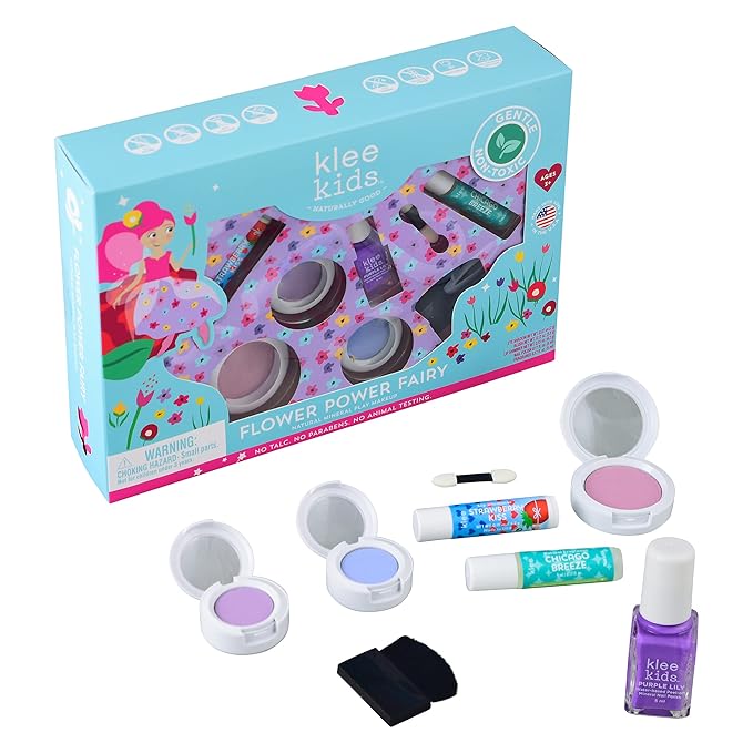 Luna Star Naturals Klee Kids Deluxe Play Makeup Kit. Gentle and Non-Toxic. Made in USA. (Flower Power Fairy)-Velvo Beauty