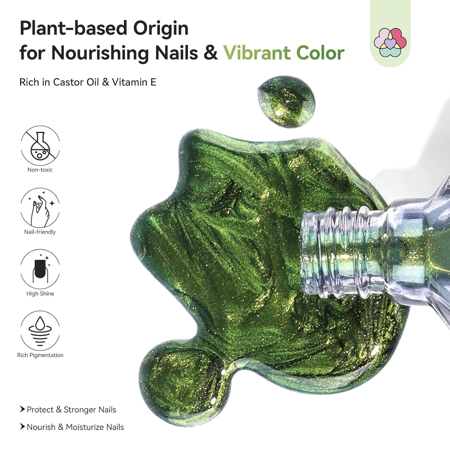 SAVILAND Color Artistry Green Chameleon Nail Polish - 7 Days Shimmer Holographic Glitter Fingernail Polish Air Fast Dry, Green to Gold Color Shift Multichrome Metallic Nail Lacquer Nail Art Salon Home-Velvo Beauty