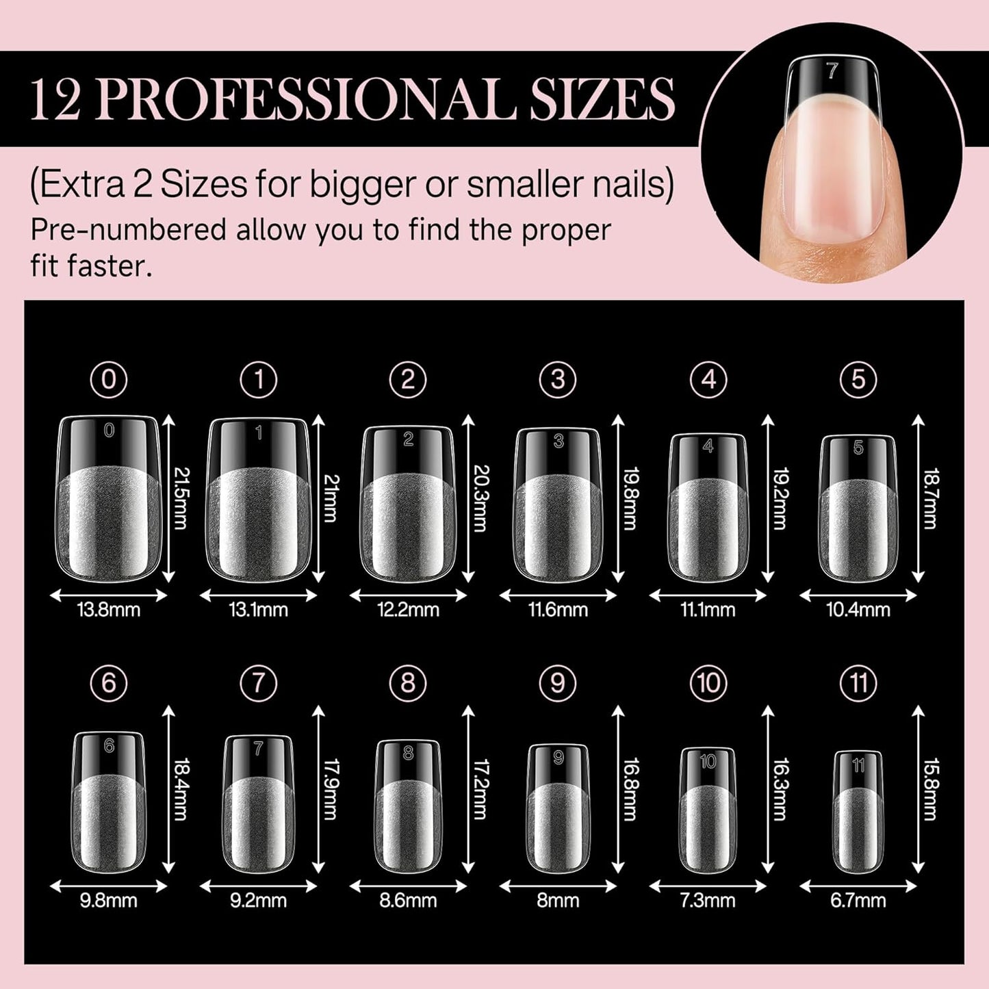 Short Square Nail Tips Matte Short Square Gel Tips 504pcs Clear Nails Full Cover Acrylic False Nails Tips for Gel Nail Extensions 12 Sizes Saving Gelly Tips, Luckyfairy-Velvo Beauty