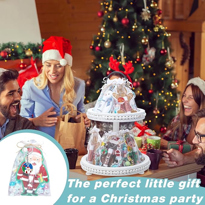 Henoyso 150 Pcs Christmas Favors 5 Styles Lip Balm Bulk Moisturizing Lip Balms Acrylic Keychains with Organza Bags for Xmas Holiday Treat Gifts Women Christmas Stocking Stuffers Party Supplies-Velvo Beauty