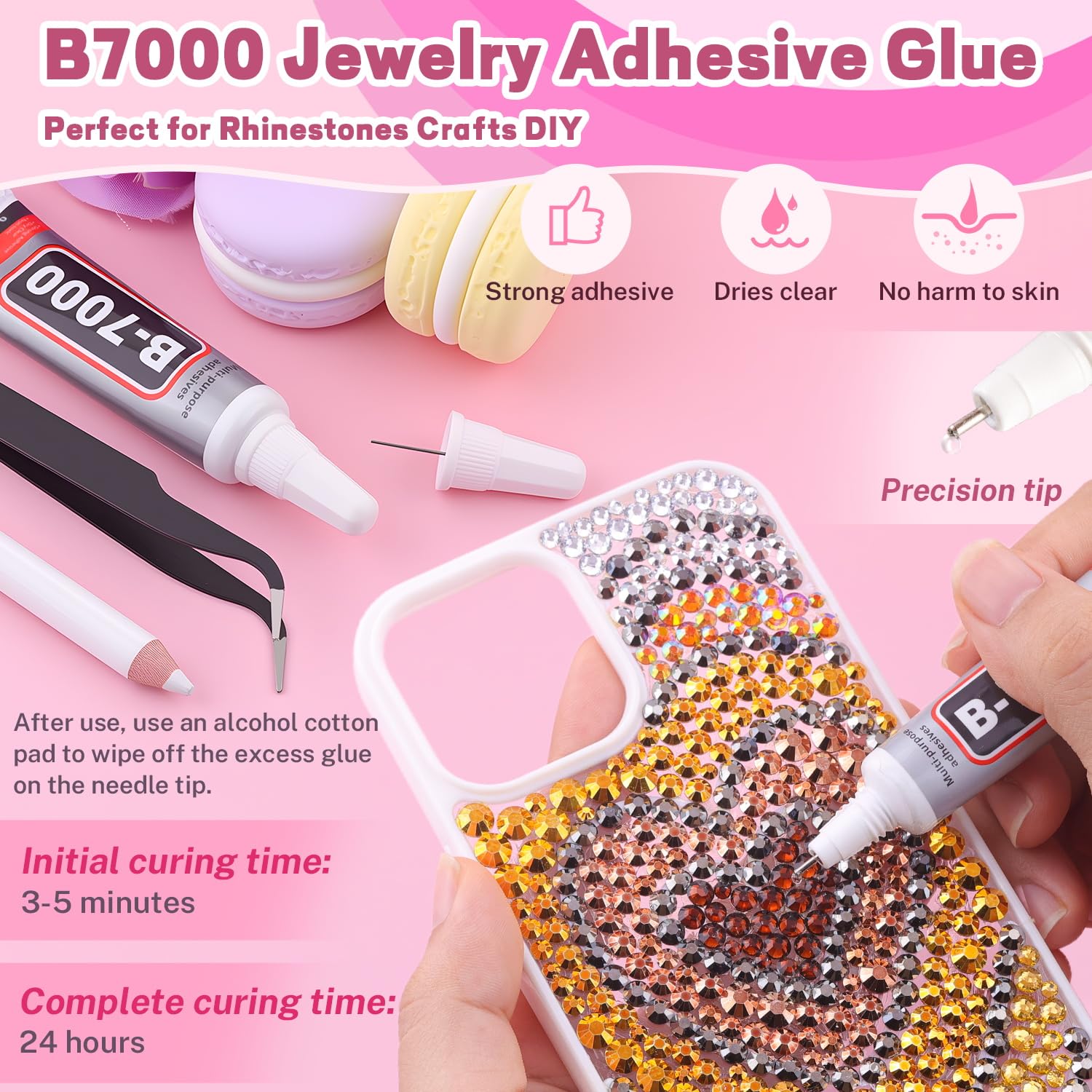 20000Pcs Metallic Rhinestones for Bedazzling with 1Pcs B7000 Jewelry Glue, Resin Rhinestones for Crafting Crafts DIY, Bedazzler Kit Gems for Clothing Shoes Tumblers Nail Art Assorted Size 3/4/5/6mm-Velvo Beauty