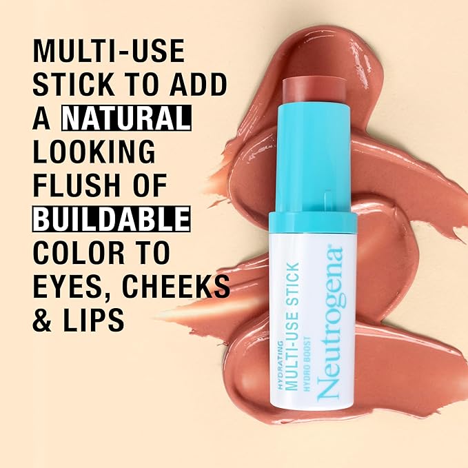 Neutrogena Hydro Boost Hydrating Multi-Use Makeup Stick with Hyaluronic Acid, Gentle Multi-Use Colored Makeup Balm to Brighten Lips, Cheeks & Eyes, Non-Comedogenic, Soft Pink, 0.26 oz-Velvo Beauty