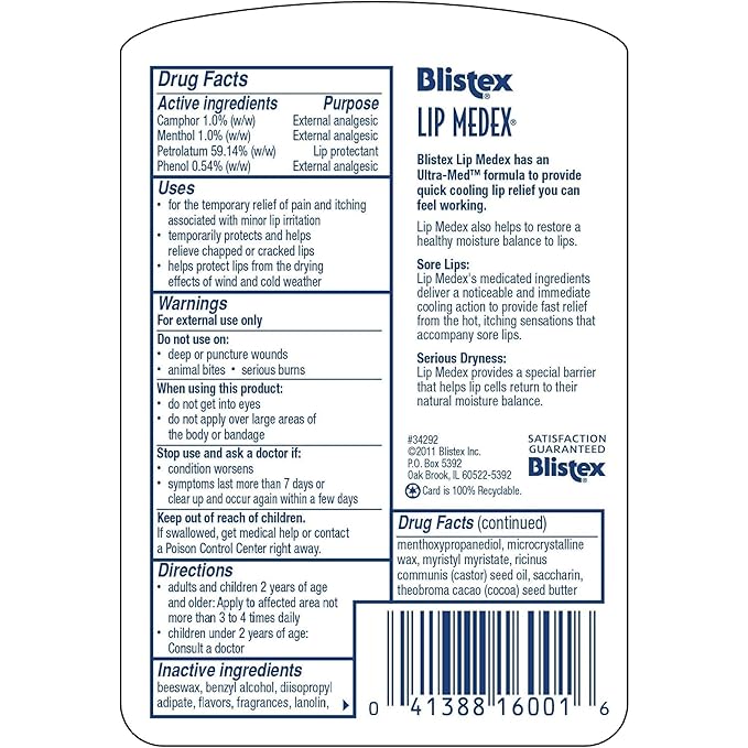 Blixtex Lip Medex Lip Protectant - Relieves Chapped and Sore Lips (2 Pack) (.25oz)-Velvo Beauty