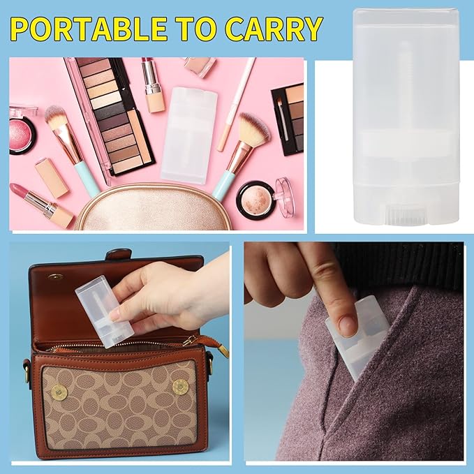 Empty Oval Deodorant Lip Lipstick Balm Tubes Containers Plastic 20PCS 15ML Transparent (15ml, Transparent)-Velvo Beauty