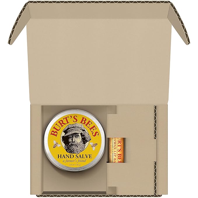 Burt's Bees Hand Salve and Moisturizing Lip Balm for Dry Skin and Chapped Lips, Classic, Natural Origin Skincare, 3 oz./0.15 oz.-Velvo Beauty