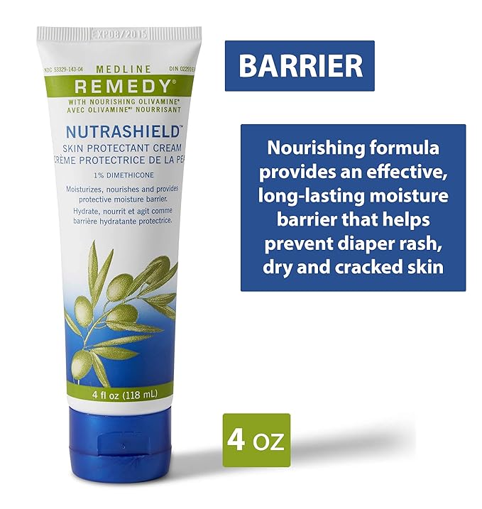 Medline MSC094534 Remedy Nutrashield Skin Protectant, (4 ounce), for use as a barrier cream, or dry or chapped skin, diaper rash, incontinence, IAD, or irritated skin-Velvo Beauty