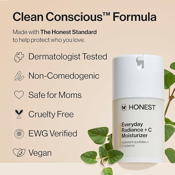 Honest Beauty Everyday Radiance Vitamin C Lightweight Moisturizer | Brightens + Improves Skin Tone | Gentle for Sensitive Skin, Fragrance Free, Vegan | 1.7 fl oz-Velvo Beauty