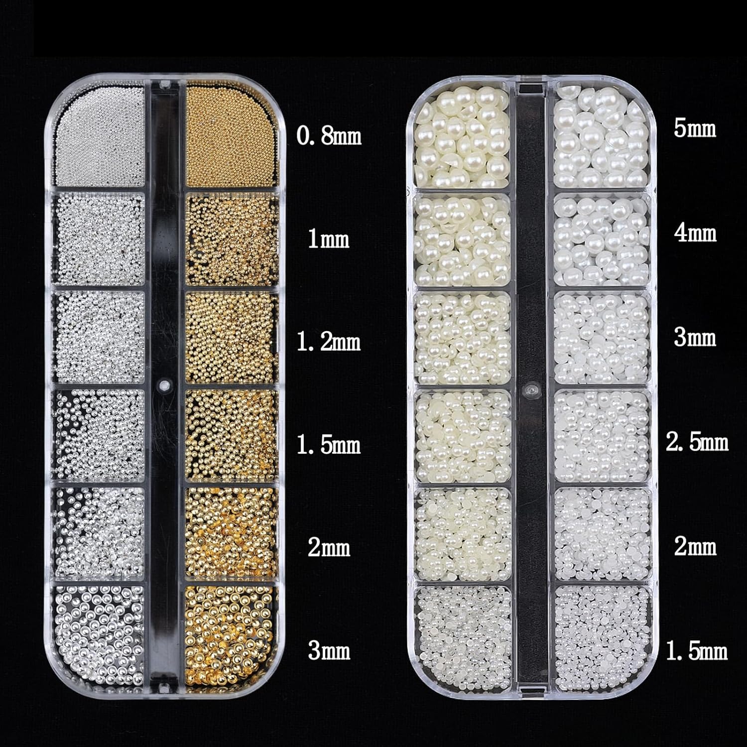 Nail Art Pearls with Nail Rhinestones Glue Gel Flatback Pearls Nail Charms Luxurious Nail Supplies Accessories Gold Silver Nail Gems Jewelry Pearls for Women Nail Design-Velvo Beauty