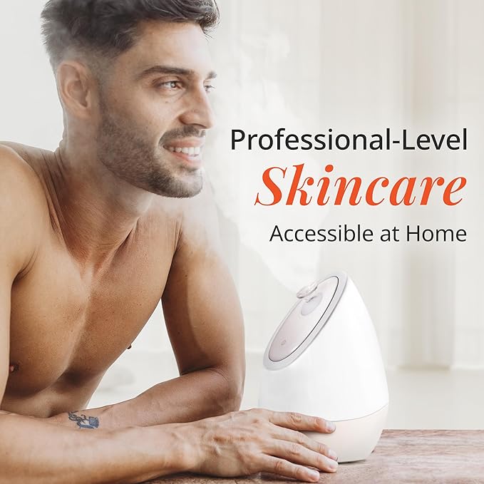 Vanity Planet Aira Ionic Facial Steamer (Beige) - Pore Cleaner That Detoxifies, Cleanses and Moisturizes - Adjustable Nozzle, Water Tank with 3 Essential Oil Baskets-Velvo Beauty