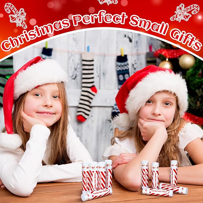 50 Pack Christmas Candy Peppermint Cane Lip Balms Bulk Holiday Flavor Collection Lip Balm Gifts Christmas Stocking Party Gifts Goodie Bags Stuffers for Women Men Staff Employee-Velvo Beauty